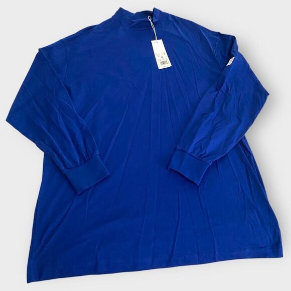 Adidas Y-3 Blue Mock Neck Long Sleeved Logo Tee IB4775 Mens Size Medium New (b) - Picture 2 of 9